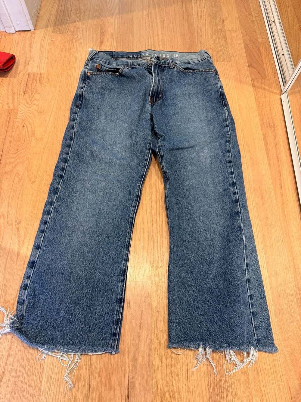 Guess Jeans JN97074 Raw Hem Wide Leg Jeans Size 32 crop ankle inseam 25